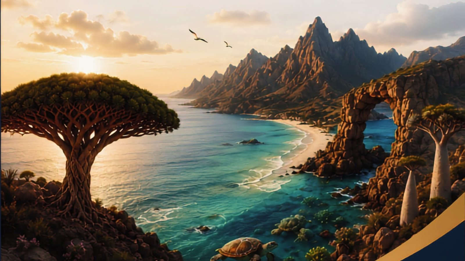 Socotra Island — dragon blood trees, mountains and a turquoise bay