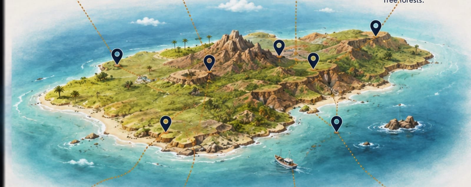 Illustrated map of Socotra with destination markers